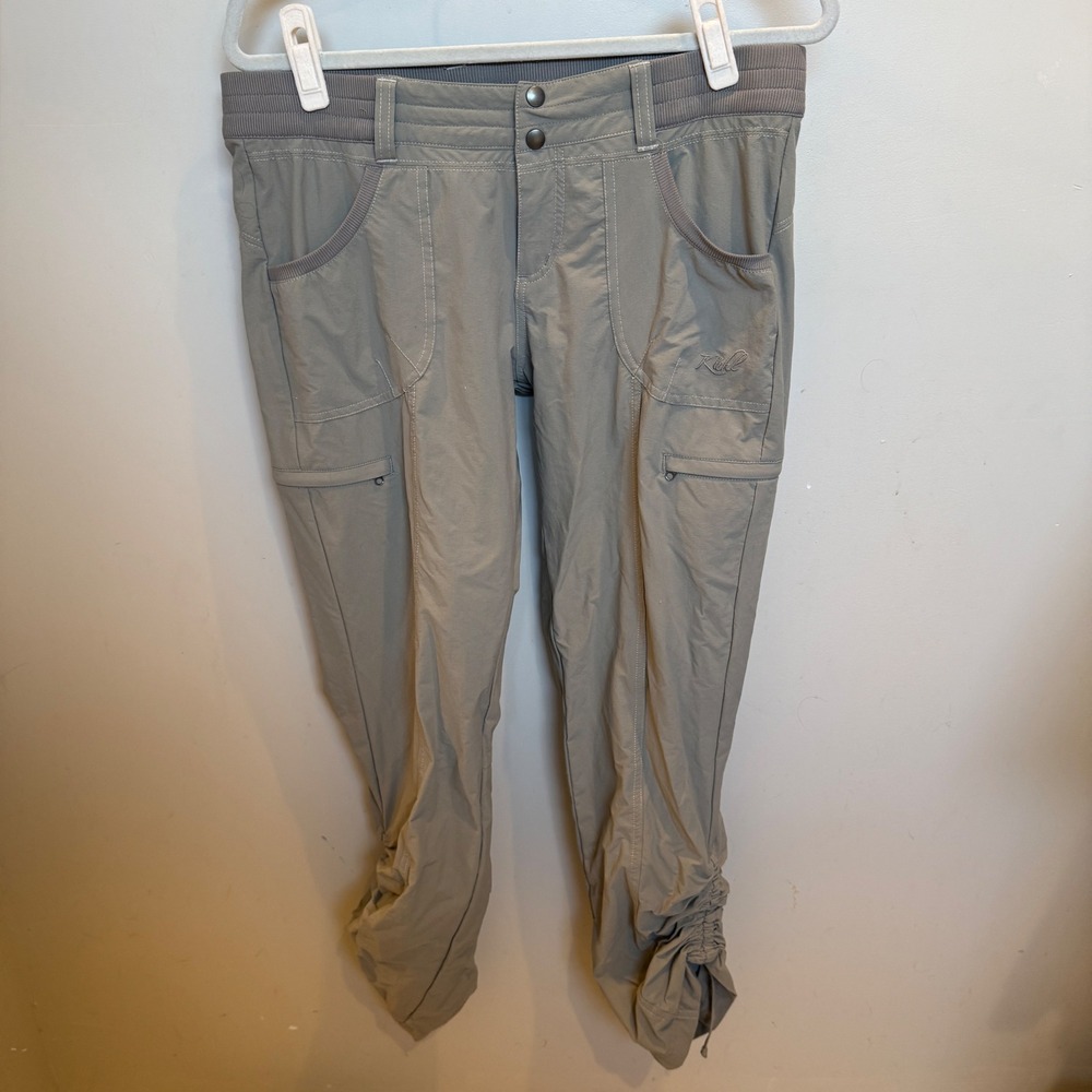 KUHL Splash Roll-Up Hiking Cargo Pants Sage Green Women 10 REG Ruched Hem